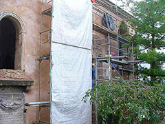 Letzte abschließende Arbeiten an den Stützen vor dem Wintereinbruch