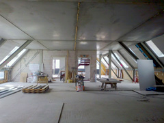 Beginn des Trockenbaus 1. Dachgeschoss